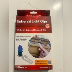 Universal Light Clips – 25 Ct | Gutter, Shingle & Tile Holiday Light Clips | NEW